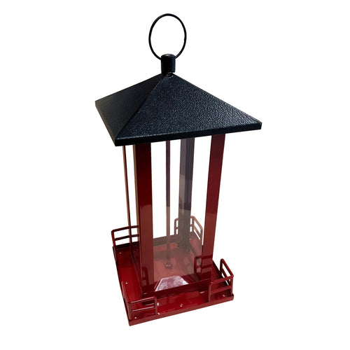 Heath Outdoor Red Metal Black Roof Bird Feeder (Red)