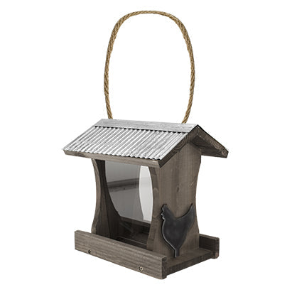 Woodlink Rustic Farmhouse Tall Hopper Feeder with Metal Rooster Stamping