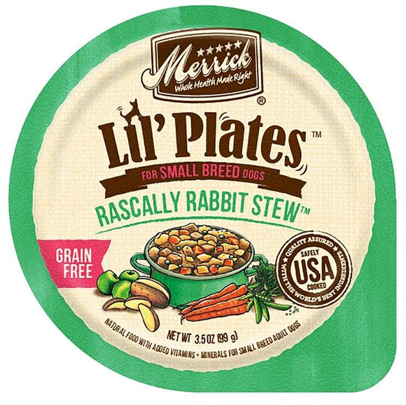 Merrick Lil' Plates Small Breed Grain Free Rascally Rabbit Stew Dog Food Tray