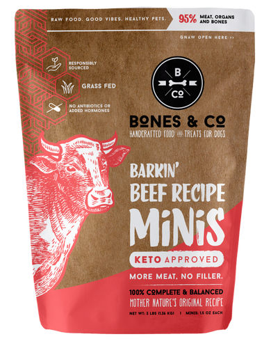 Bones & Co. Barkin' Beef Recipe Raw Frozen Mini Patties Dog Food (3 Lb)