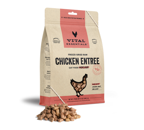 Vital Essentials Freeze-Dried Chicken Entrée Cat Food Mini Nibs (12 Oz)
