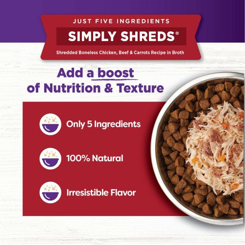 Wellness Bowl Bowl Boosters Simply Shreds Chicken, Beef & Carrots Wet Dog Food (2.8 oz)