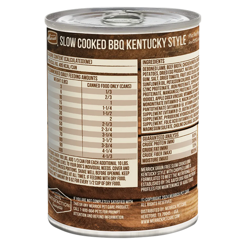 MerrickSlow-Cooked BBQ Kentucky Style with Chopped Lamb Wet Dog Food